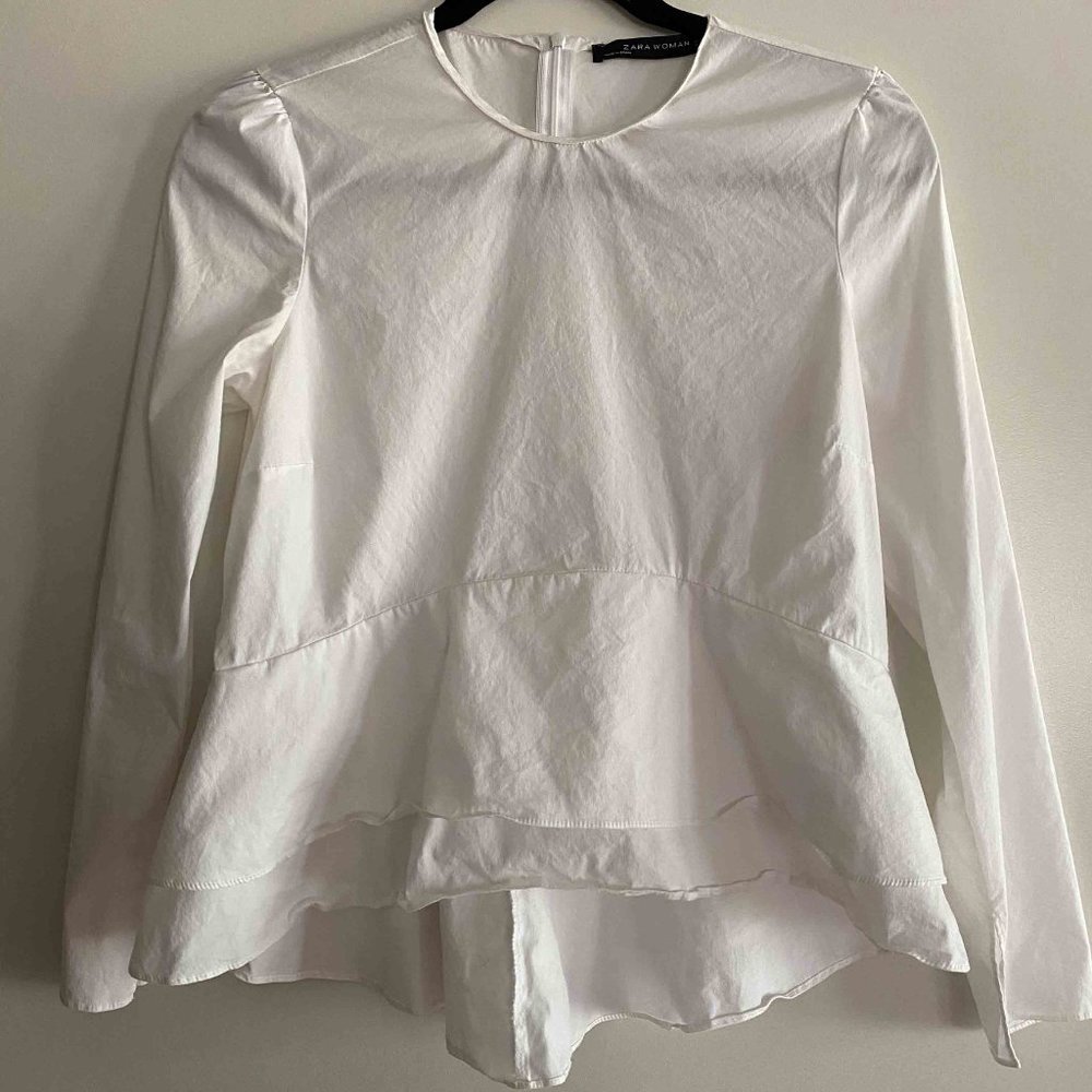 Zara Peplum White Blouse